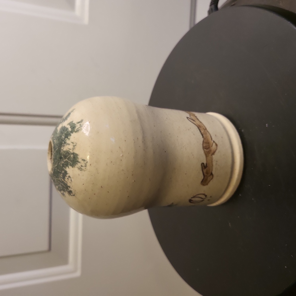 Vintage Ceramic Pottery Vase Beehive Shape w/ Deer & Trees - Picture 5 of 9